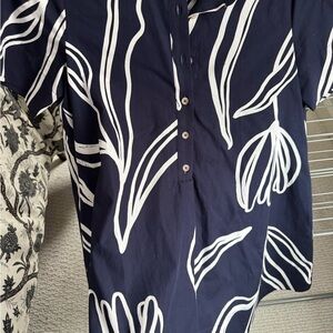 Anthropologie Navy and White Shirt Dress